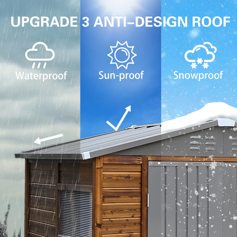 4*6FT Iron-Wood Combination Tool Shed A Perfect Blend of Nature and Functionality For Garden, Backyard, Patio