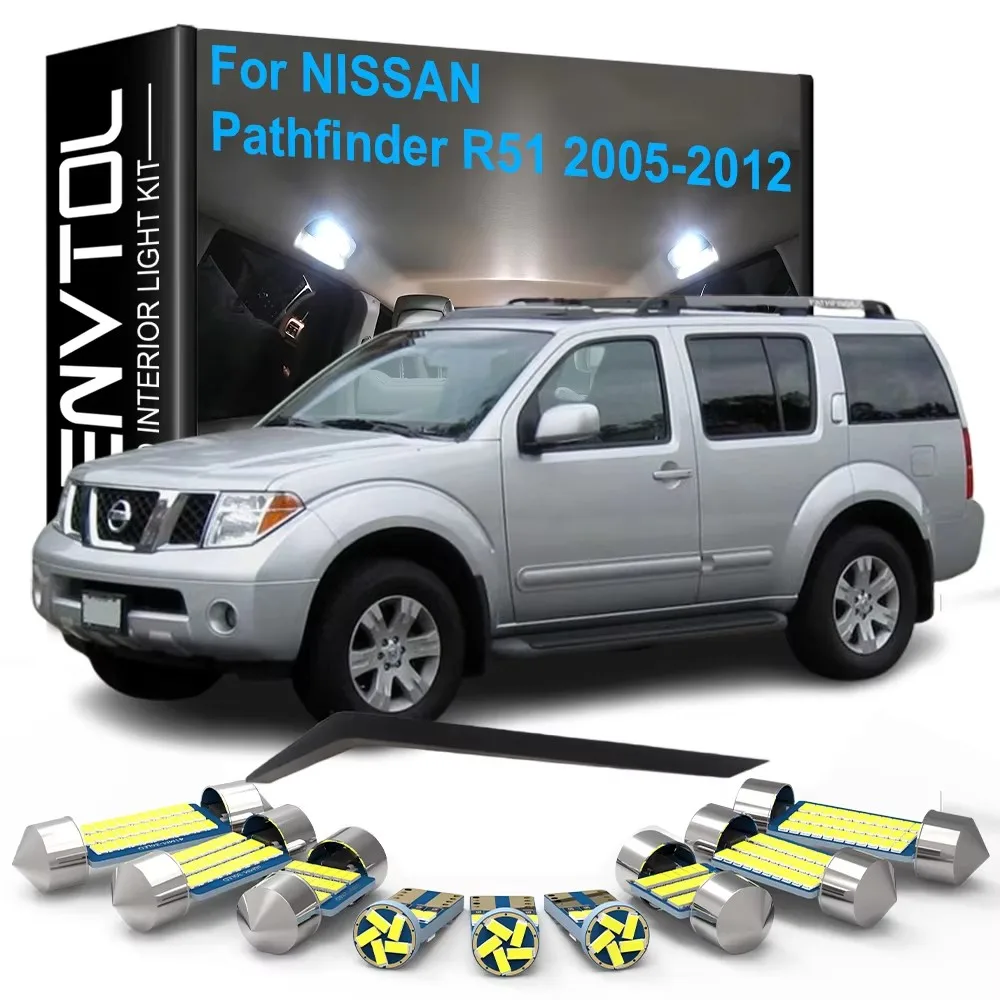 13pcs LED Interior Lights Canbus For Nissan Pathfinder R51 2005-2012 Dome Reading Vanity Mirror Trunk Door License Plate Lamps