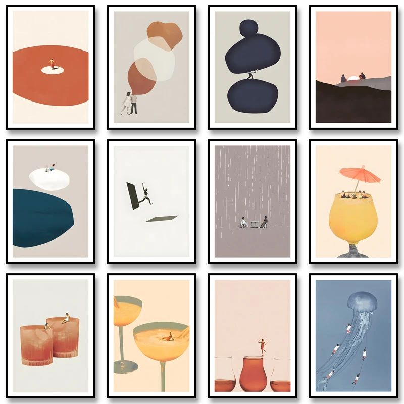 مجردة الكلاسيكية خمر المشارك أنت وأنا وحده طباعة قماش اللوحة الرجعية جدار صورة فنية لغرفة المعيشة ديكور المنزل