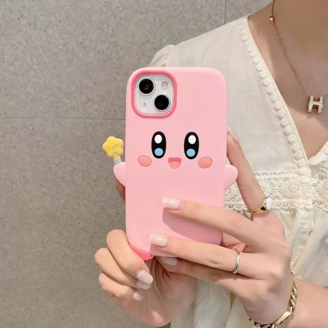 Funda de teléfono móvil de dibujos animados Kawaii Kirby para IPhone 13, 12, 11, 8, 7 Pro Max, funda trasera de silicona suave Y2K