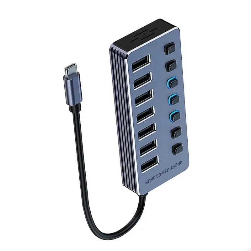 900F 효율적인 USB3.0 스플리터 어댑터 4/7/10 포트 알루미늄 하우징 도크 빠른 전송