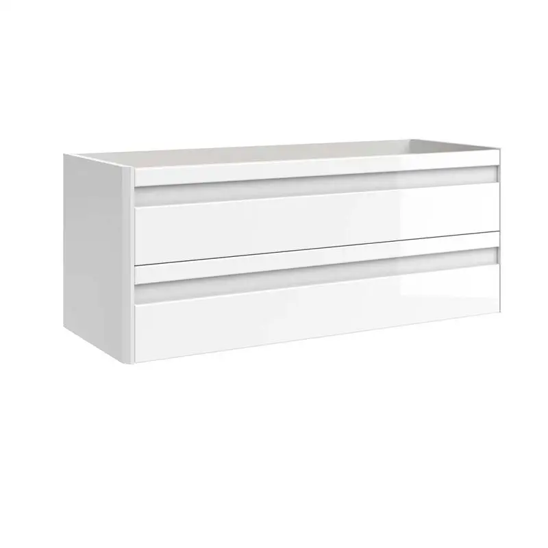 خزانة زينة فردية مقاس 48 بوصة، ودرجين، باللون الأبيض مع حوض أونيكس #4