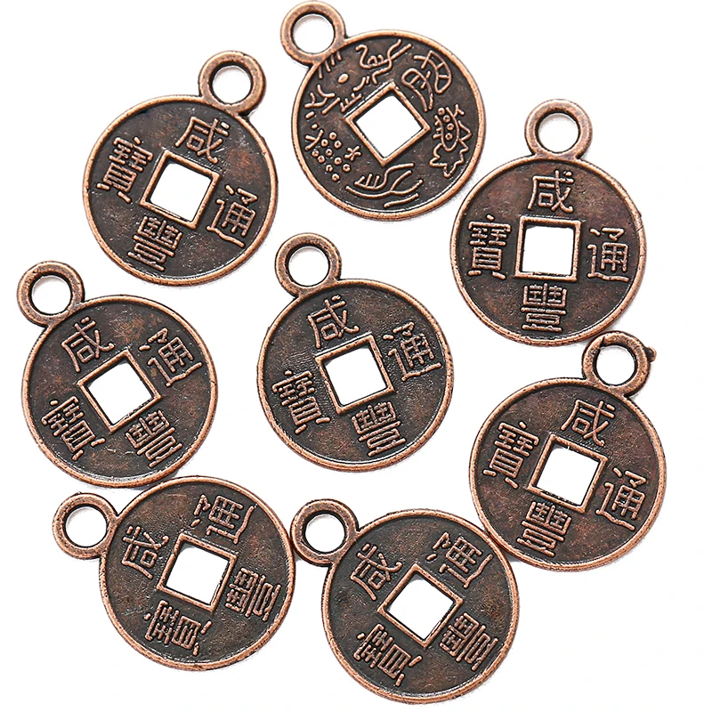 50Pcs Antique Silver color Zinc Alloy Coins Charms Pendants Diy Jewelry Findings Accessories Wholesale 12*10mm J333