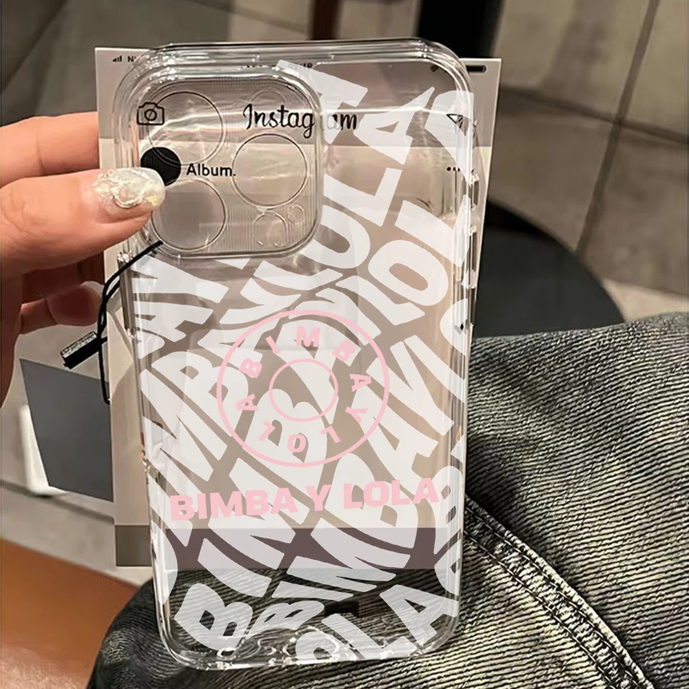 Lettera di moda spagnola Cassa del telefono per iPhone 17 16 16e 15 14 13 12 11 Pro Max X XR 7 8 Air Plus B-Bimbas Cover posteriore trasparente