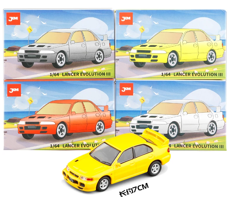 JKM 1/64 Lancer EVO Mini Model Car Alloy Vehicle Six Generations Diecast Hobby Toys with Box Collection for Adults Gifts