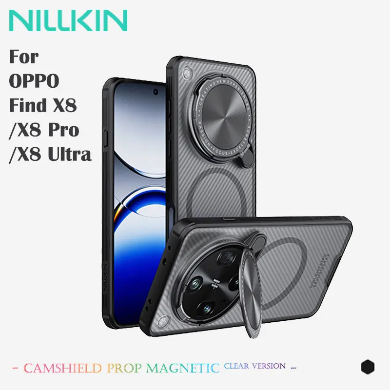 Etui magnetyczne NILLKIN do OPPO Find X8 Ultra/X8 Pro/X8, wąskie, przezroczyste etui na telefon z TPU z osłoną obiektywu i MagSafe, odporne na wstrząsy