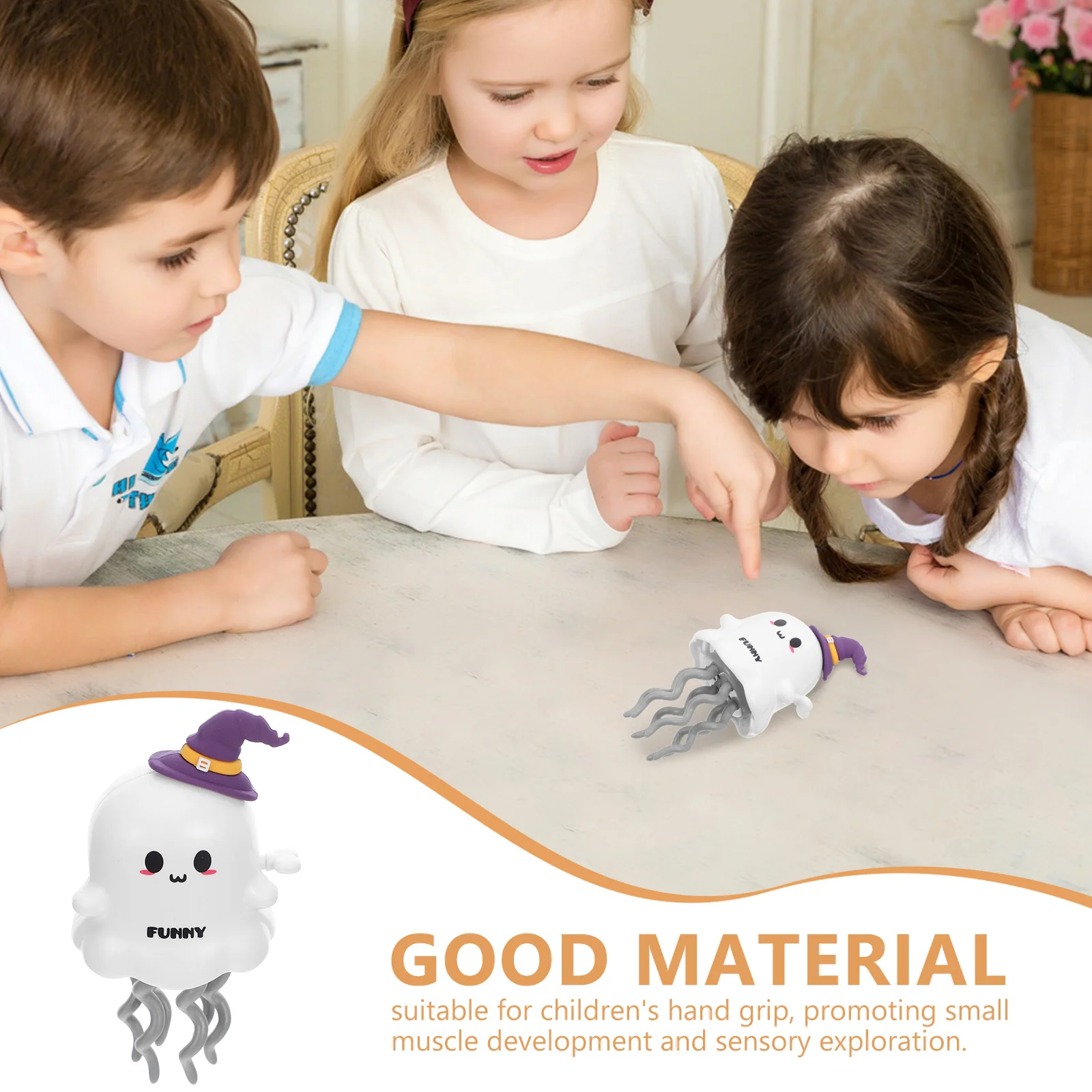 바람으로 움직이는 할로윈 장난감, 배 타임 아기 유아용 감각 발달 기어다니는 바다 동물 피규어 파티 선물