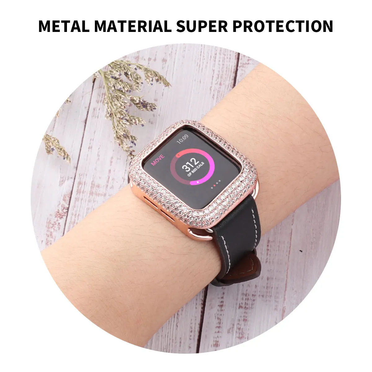 Full diamond copper case for Apple Watch Model 45mm987 41mm44mm40mm High-end fall protection case iWatch Series 38mm42mm