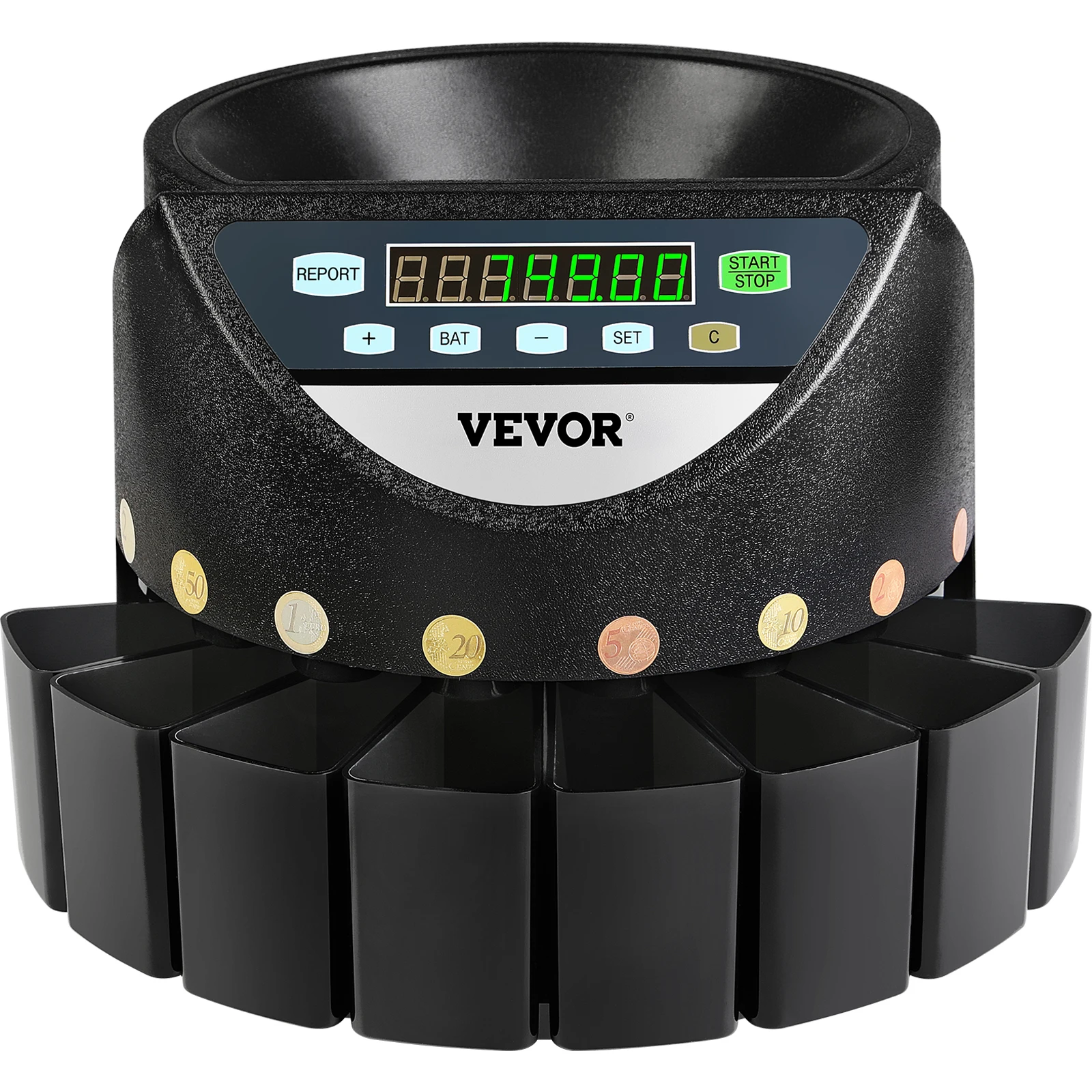 SucceBuy 300 munten/min Euro muntsorteerteller Professionele elektrische automatische machine LED-display voor winkelbank Commercieel - afbeelding 2