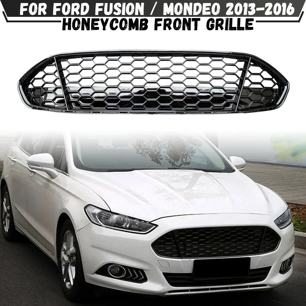 For Ford Fusion / Mondeo 2013 2014 2015 2016 Mesh Center Racing Grills Honeycomb Mesh Car Front Bumper Radiator Grille Body Kit