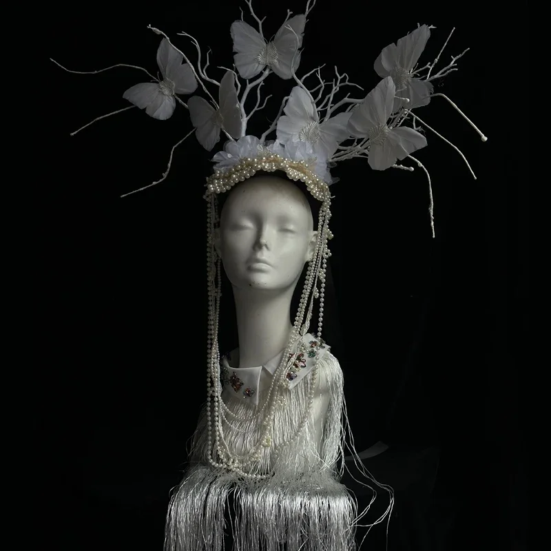 Three-dimensional branches butterfly theater performance, stage catwalk COS headgear, accessories