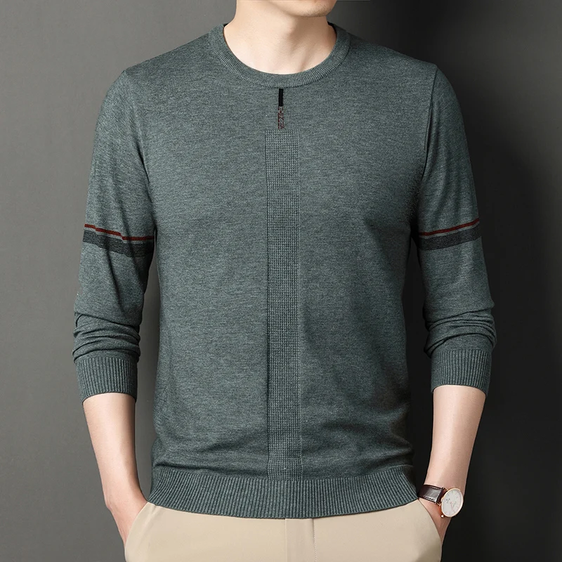 

Men's Spring Autumn round Ne Thin Wool Knitwear Loose Casual Base Layer Knitted Sweater Faionable Ci Sle Long Sve