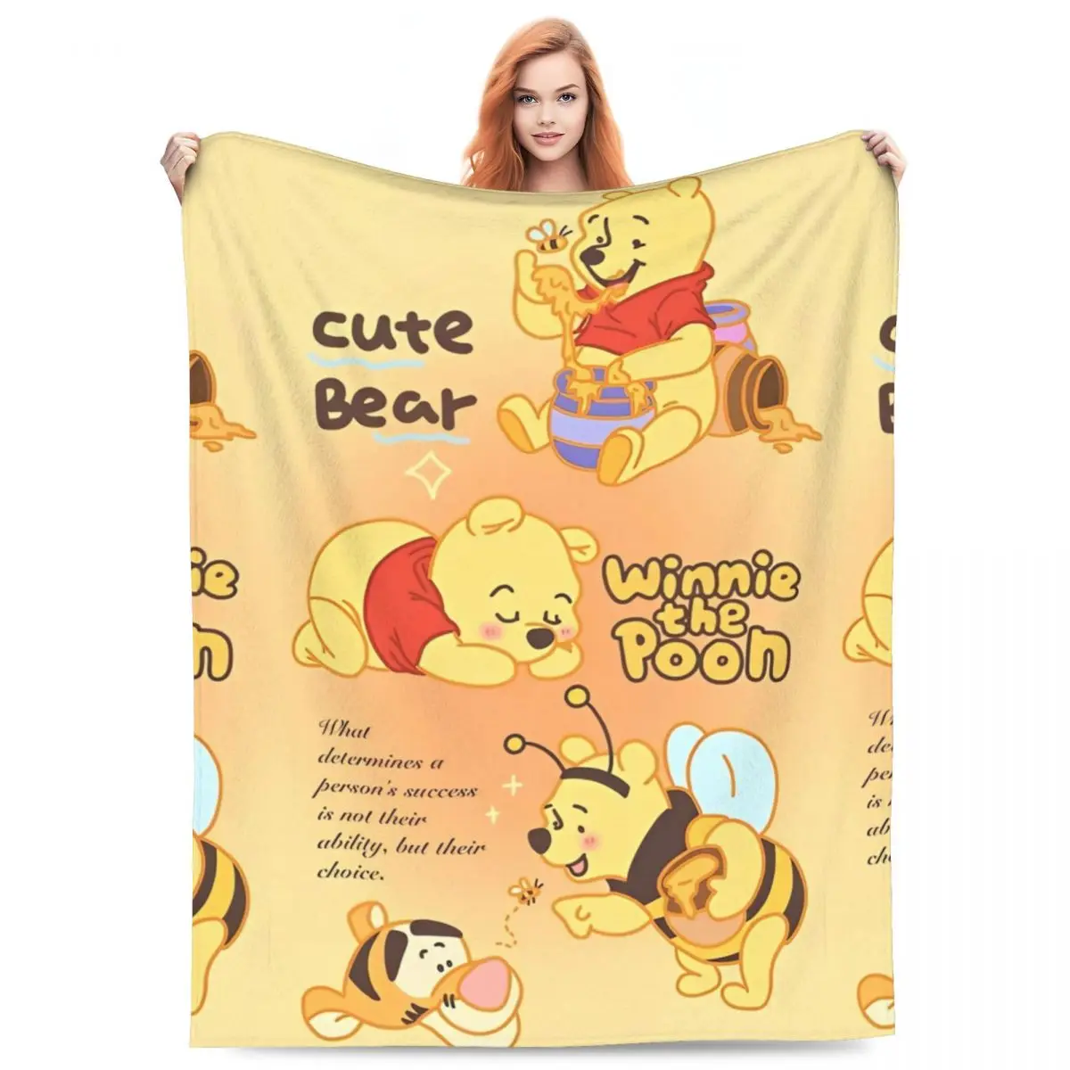 Gift For Friend Winnie The Pooh Plush Blanket Students Flannel Throw Blanket For Couch Chair Sofa Bed Warm Quality Bedspread