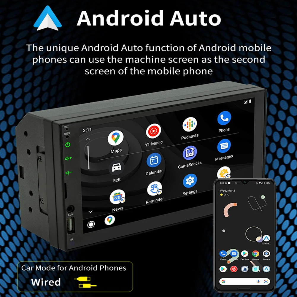 7 Inch Wireless Carplay Android Auto Audio Radio USB TF FM Car MP5 Player Mirrorlink Bluetooth-Compatible 2 Din Rear View Camera