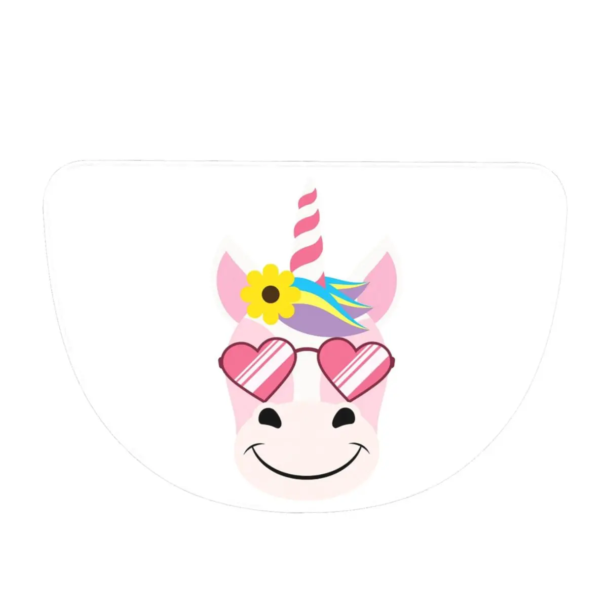 Cute Magical Unicorn With Shades Soft Flannel Half Round Doormat Non Slip Bathroom Mat Absorbent Floor Carpet for Garage