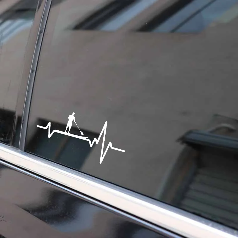 N516# Car Sticker Paddle Board SUP Stand Up Guy Heartbeat Vinyl Stickers Car Accessories Pegatinas Para Coche
