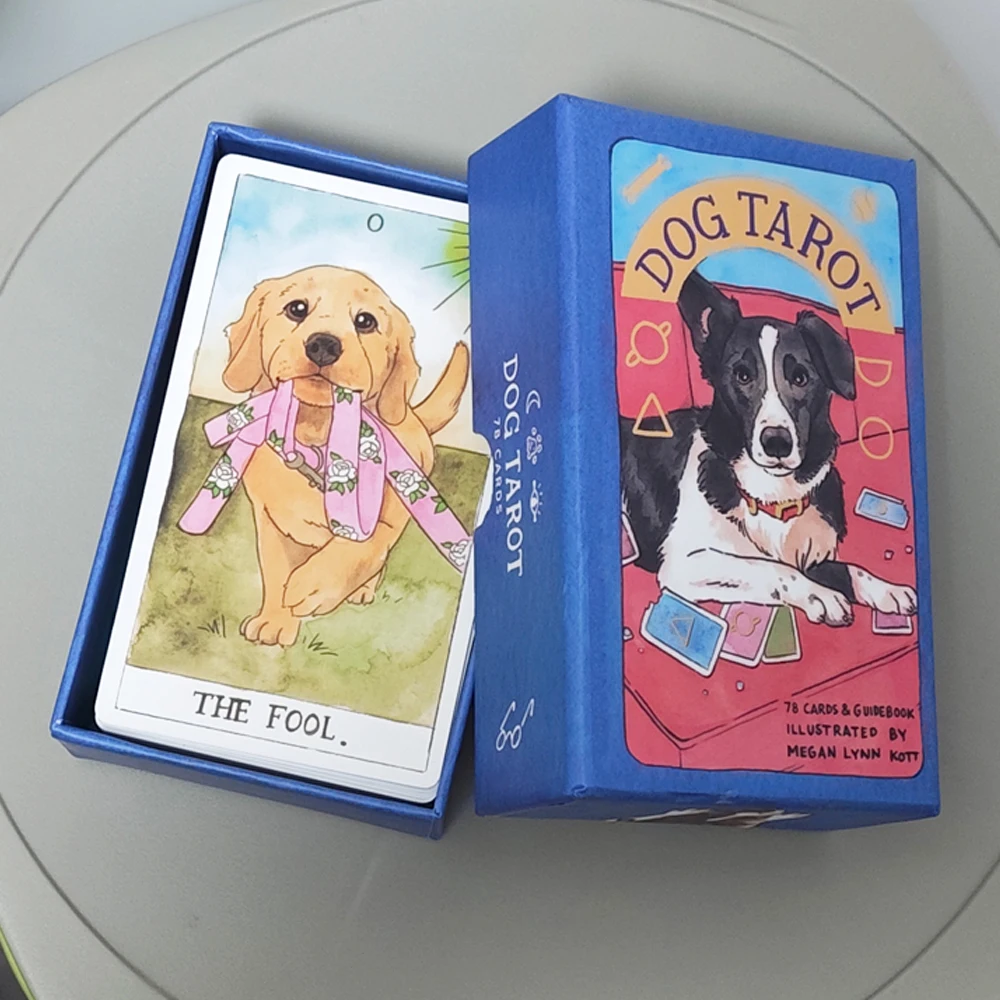 Dog Tarot Deck in Rigid Box, 12*7cm 78 Pcs Cards Inspired By Wise Companion Printed on 350GSM Double-embossed Cardstock