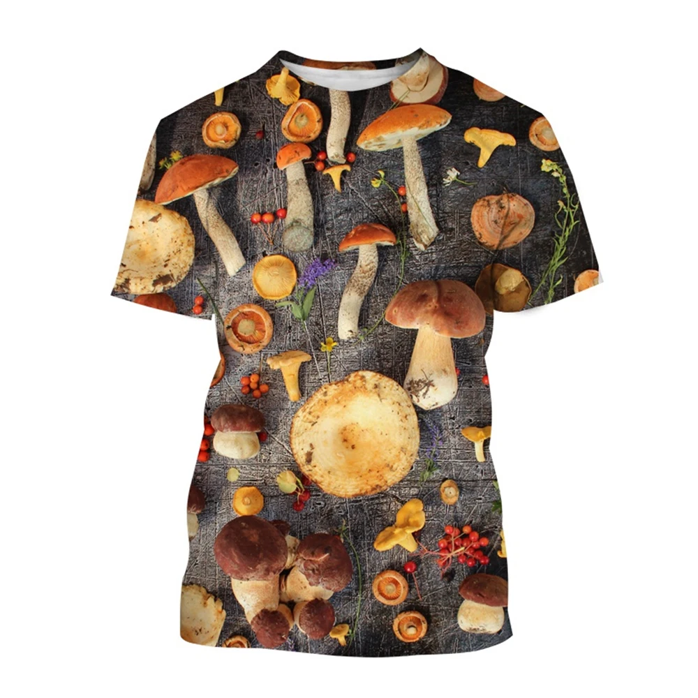 تي شيرت مطبوع ثلاثي الأبعاد للرجال والنساء ، أكمام قصيرة ، موضة كاجوال ، مرح ، فطر ، رائع ، لطيف ، صيفي