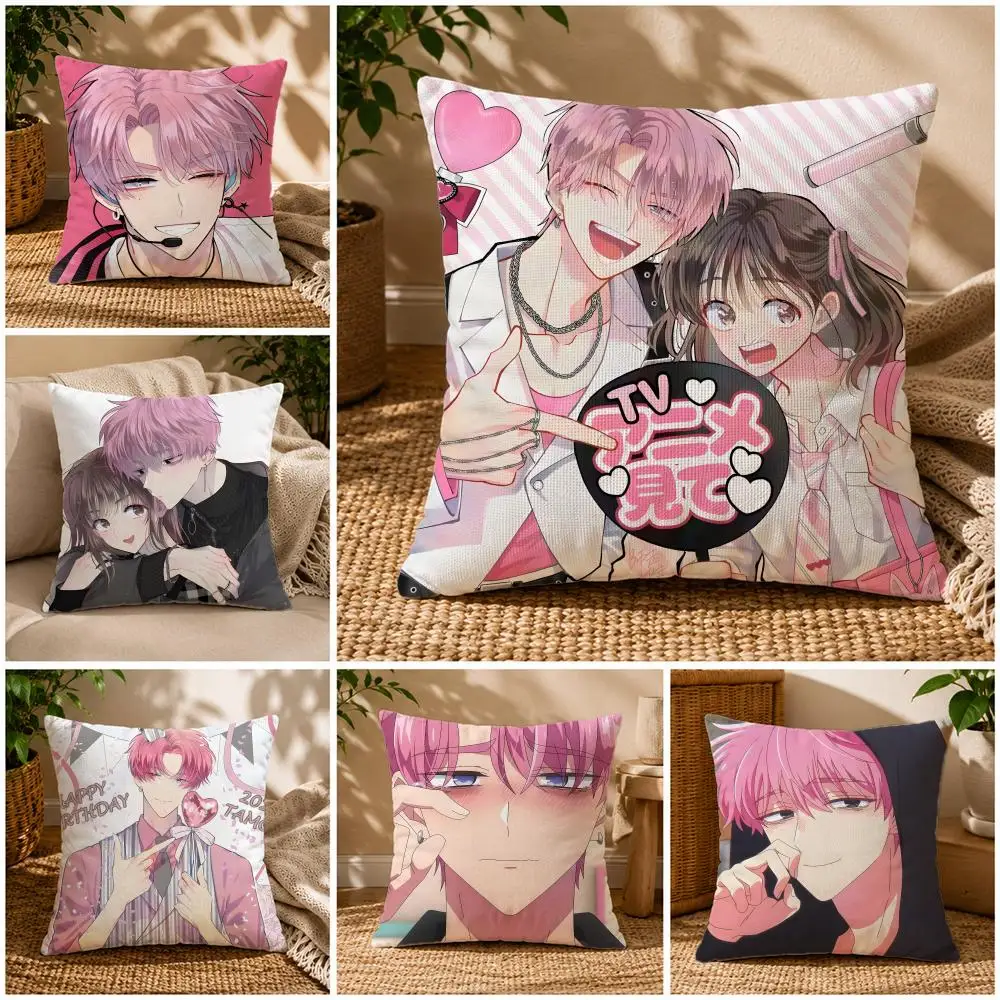 Manga-Tamon-kun Ima DotchiS Cushion Cover Soft Short Plush Zippered Cushion Covers 40/45/50cm Square Decor for Sofa Home