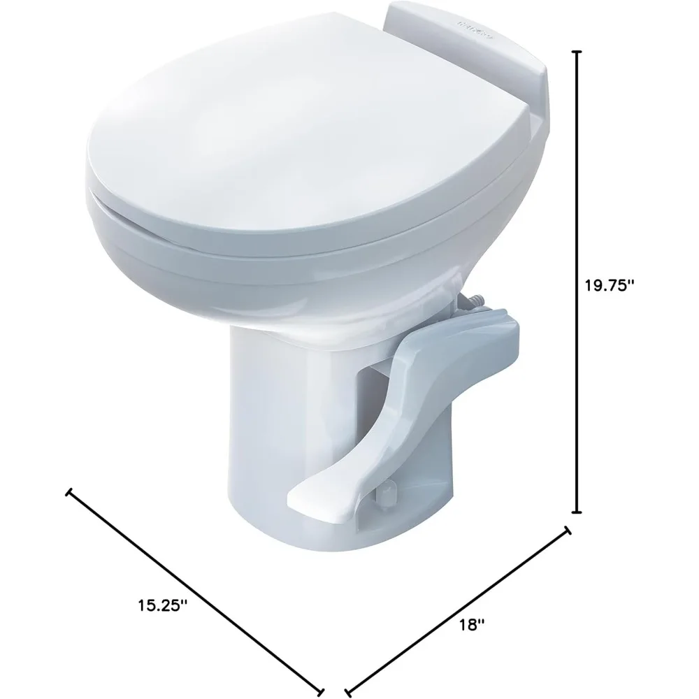 مرحاض Aqua Magic High Profile RV باللون الأبيض على الطراز السكني لتوفير المياه #2