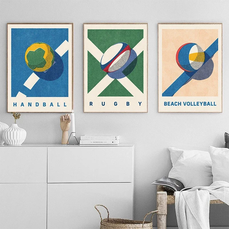Minimalist Canvas Posters Funny Sports Balls Summer Games Rugby Basketball Prints Fashion Wall Art Home Living Room Decor view 3