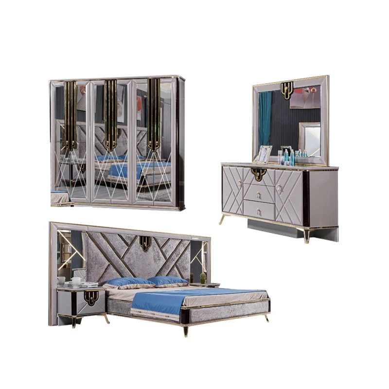 

&Cheap Classic King Size Wooden Luxury Bed Home Master Room Mdf Simple Full Set Queen Size Bedroom Furniture