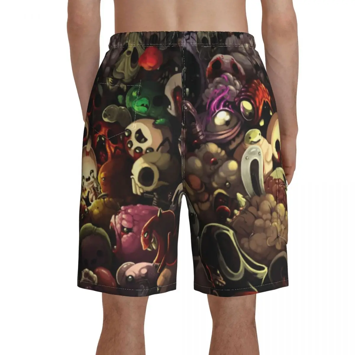 The Binding Of Isaac Board Shorts video game afterbirth wolf comic death Cute Beach Shorts Males Print Oversize Swim Trunks Gift