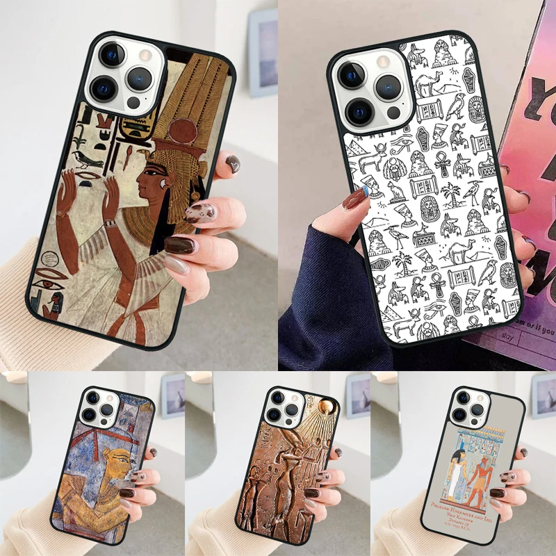 Egypt Pharaoh Mural phone case Cover For iPhone 14 15 16 Pro Max SE 2020 coque For apple 11 12 13 Pro Max Mini 7 8 Plus