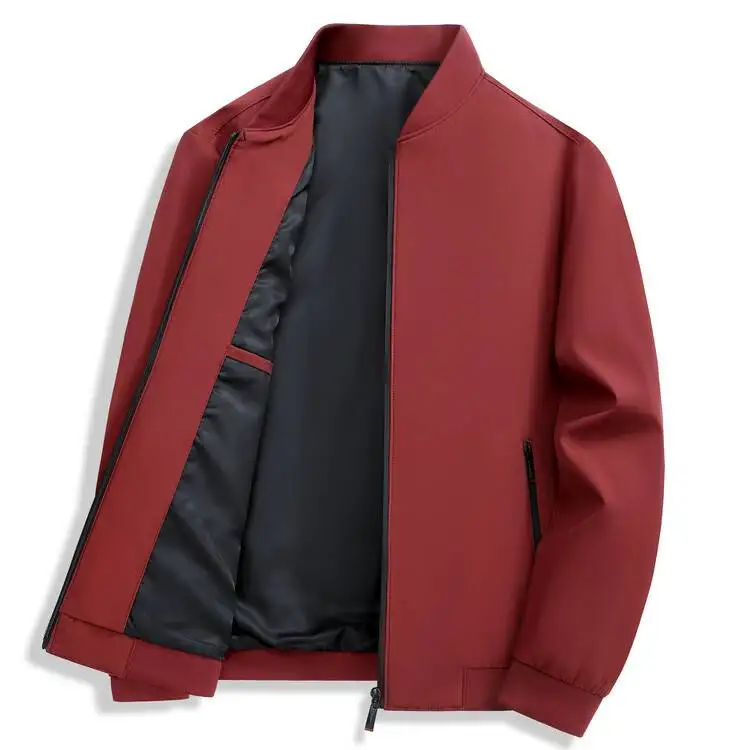 Jaket Pria Musim Semi Gugur Model Baru Kerah Baseball Tipis Kasual Longgar Ukuran Besar Gaya Urban Modis Tahan Angin dengan Ritsleting