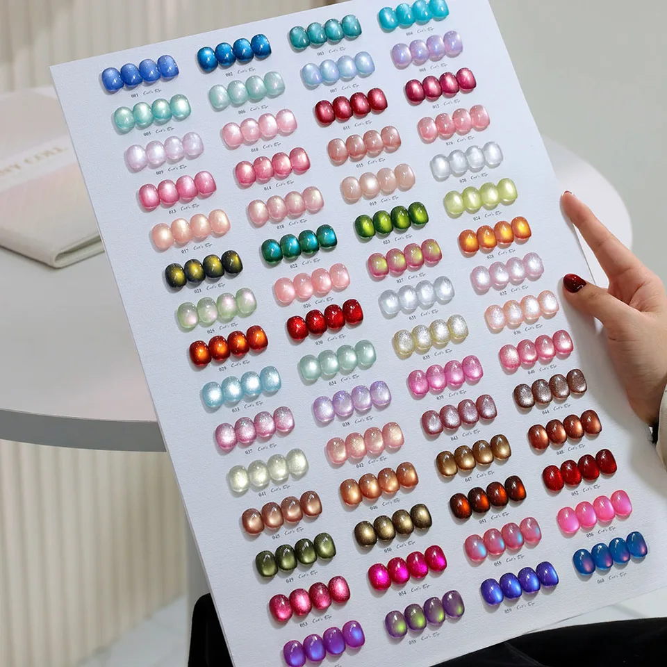 Set de esmalte de uñas de gel ojo de gato sin TPO, con exhibidor, laca de gel magnética semipermanente UV LED para arte de uñas 3