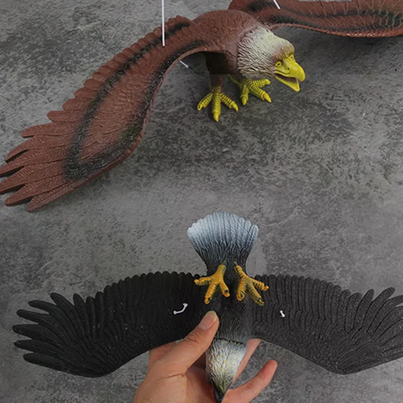 HOT 1 Piece Outdoor Eagle Figurine Hanging Bird Deterrent Plastic Eagle Ornament Vivid Flying Bird Hawk Decoy Garden Scarecrow