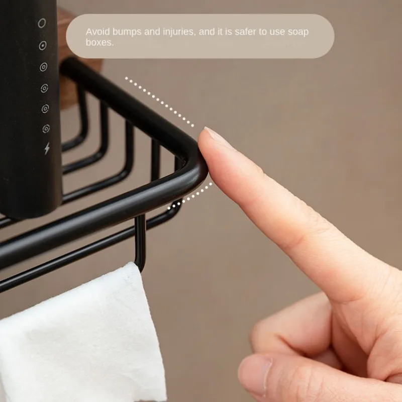 Creative Perforation-free Wooden Soap Shelf Bathroom Wall Hanging Storage Shelf Bathroom Accessories Hollow Soap Storage Basket