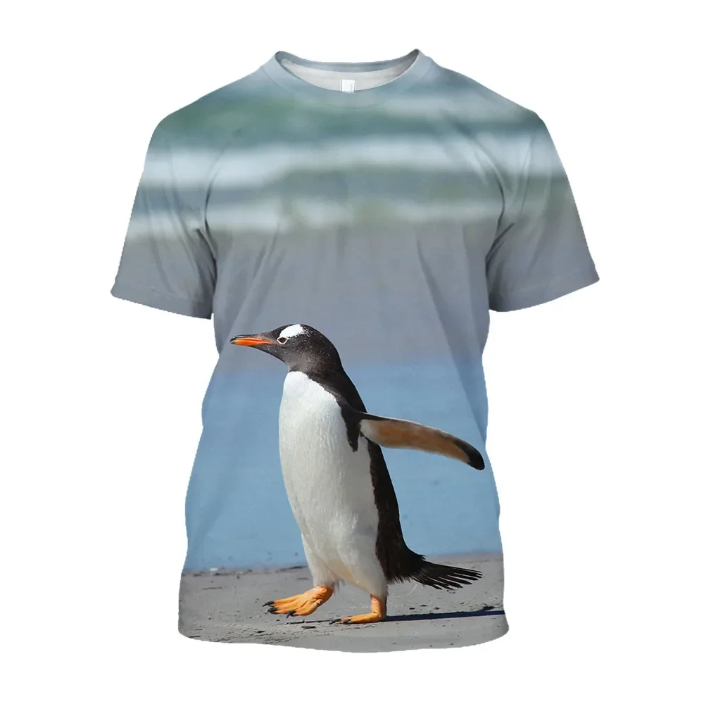 New Fun Penguin graphic t shirts For Men Fashion Leisure Comfortable Oversized Printed Personality Round Neck Short Sleeve Tees