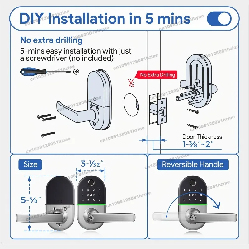 Keypad Door Lock with Handle: Keys Entry Door Lock