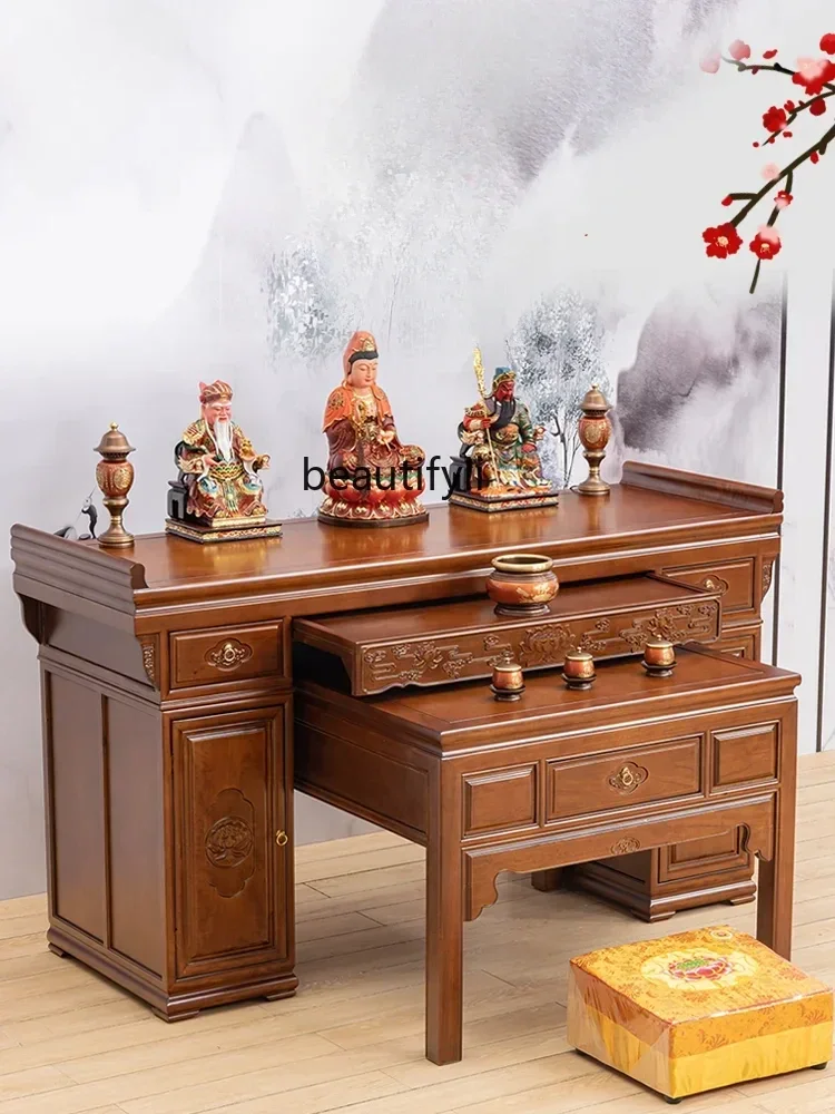 Solid Wood a Long Narrow Table Altar Buddha Shrine Buddhist Hall Home Buddha Table Living Room Prayer Altar Table