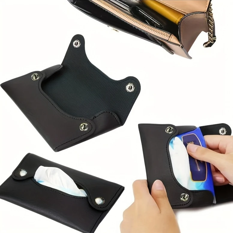Mini Japanese style pu leather tissue bag tissue box living room bathroom tissue organizer car tissue wet towel box