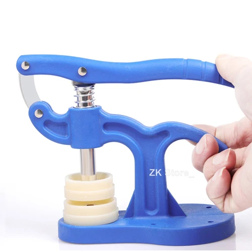 Imagen 2 del producto Juego de herramientas para cerrar la tapa trasera de relojes, herramienta de presión para reparación de relojes, herramienta manual para cristales de reloj con estuche de plástico, prensa de reloj