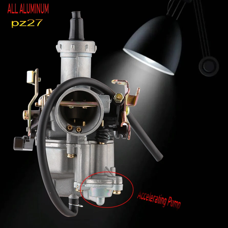 ALL ALUMINUM PZ27 27mm Motorcycle Carburetor With Accelerating Pump with Cable Choke Carb For WY125 CG150 125cc 150cc 175cc