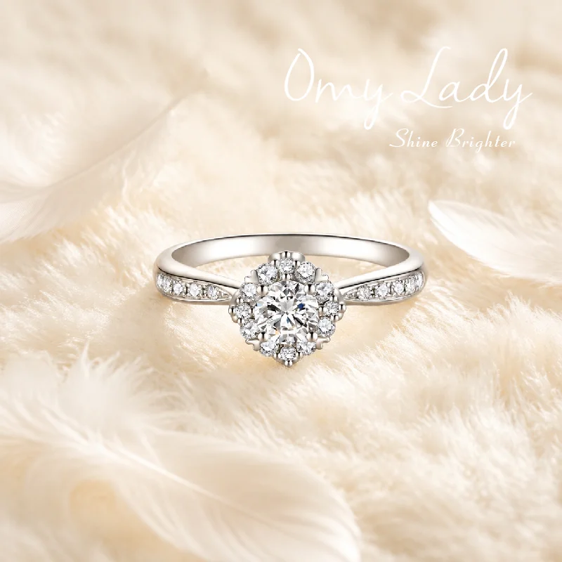 OMY LADY Exquisitely Designed D Color Moissanite Engagement Ring A Timeless Luxury Ring Glimmering Like Starlight