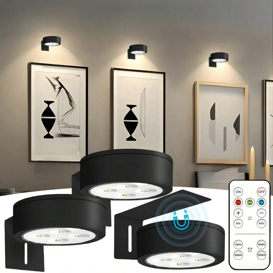1/3/6Pcs Wireless Metal Wall Mount LED Art Light, Magnetic Rechargeable Wall Lamp, Fairy Night & Reading Light, Decorative Lighting for Bedroom, Living Room, Corridor, Party & Christmas Home Decor