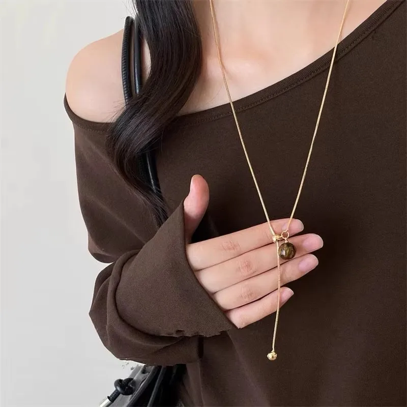 Vintage Leder braun Stein Sonne Anhänger Perlen Halsband Schlüsselbein Kette Halskette für Frauen einzigartige Y2K personalisierte Grunge Schmuck