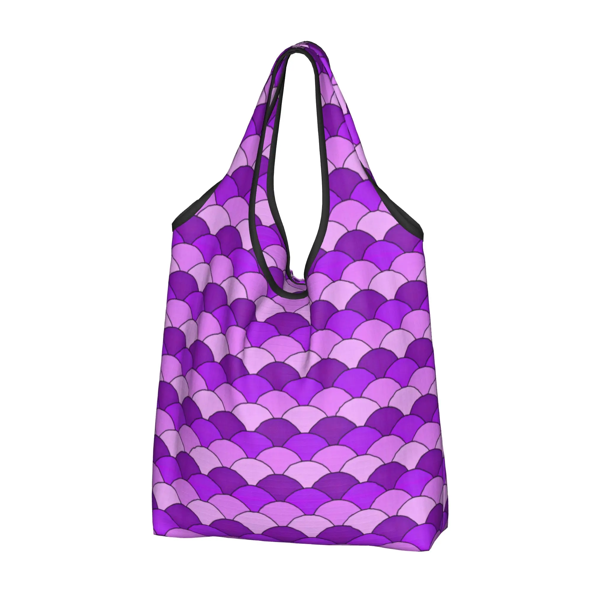 Scallop Fish Scale Japane Geometric S-Seigaiha  Grocery Shopping Bag Funny Shopper Tote Shoulder Bags Large Capacity   Handbag