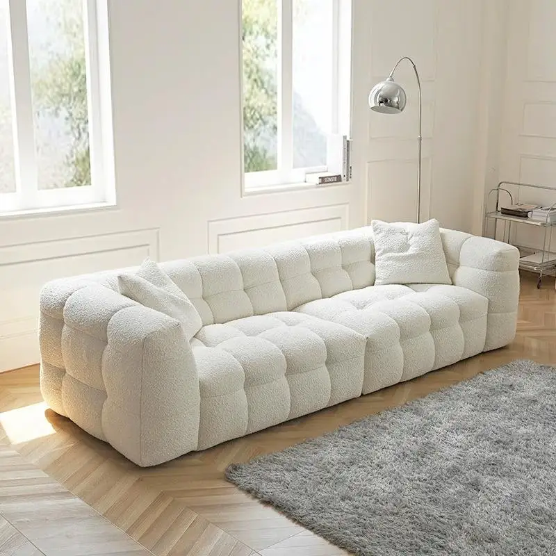 L-Shaped Sectional Lounge Chair Sofa Set Luxury Indoor Living Room Furniture Lamb Fleece