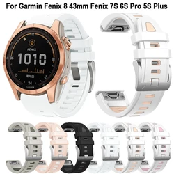 20mm Silver Buckle Silicone Watch Band Strap For Garmin Fenix 8 43MM Bracelet Wristband For Fenix 7S 7SPro 6S Pro 5S Plus Correa