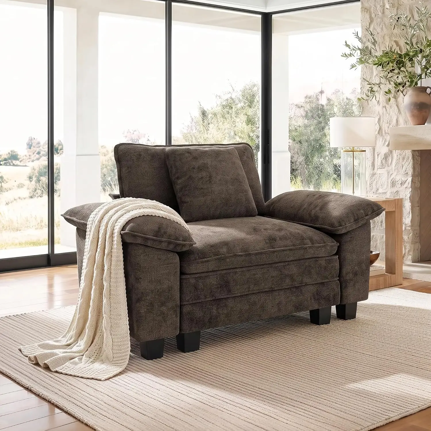 1-Seat Modular Sofa Accent Chair with Throw Pillow, Customized