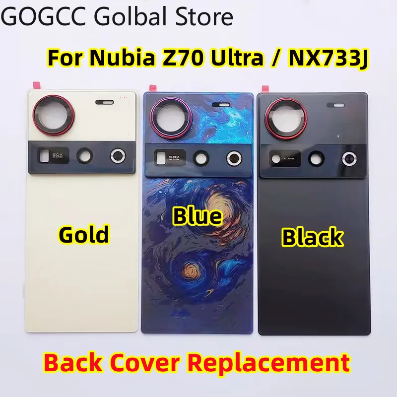 

Replace Back Cover For ZTE Nubia Z70 Ultra NX733J / Z70S Ultra NX737J Rear Battery Glass Door Case Shell + Lens Frame Housing