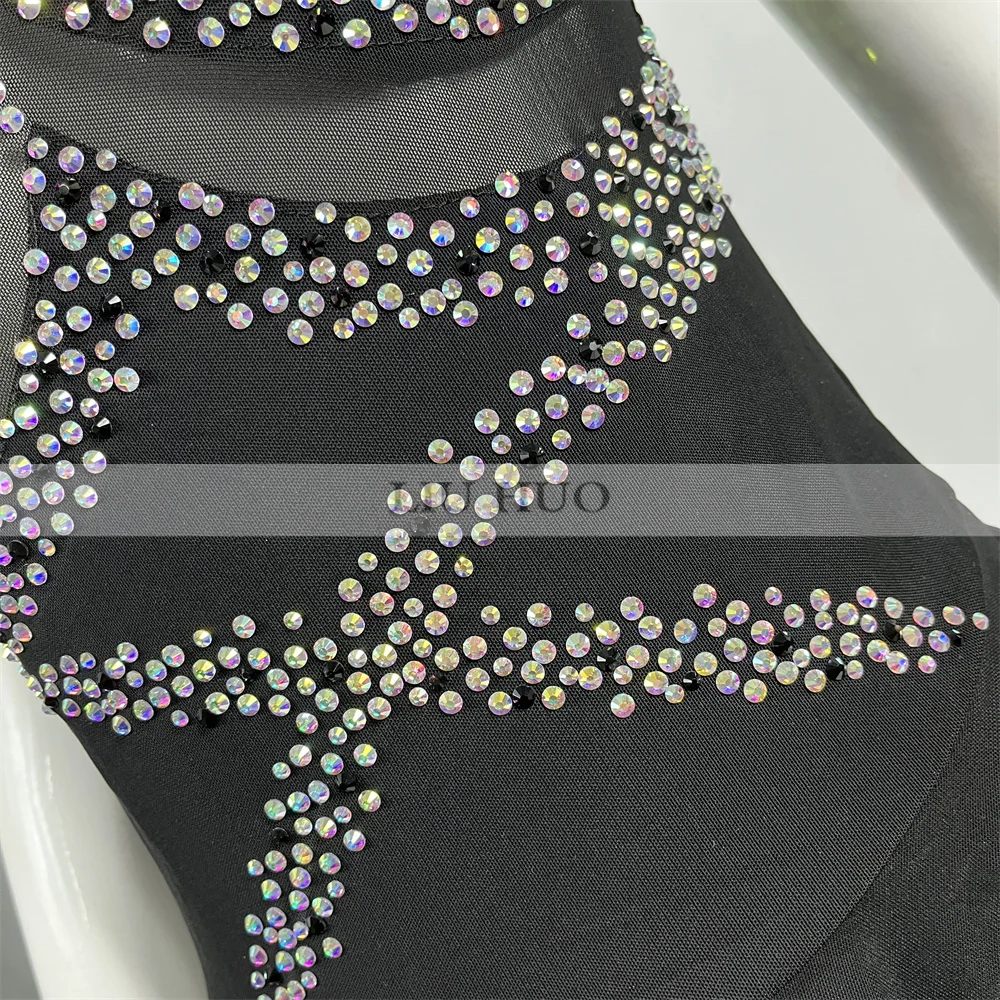 LIUHUO danse sur glace robe de patinage artistique femmes adulte princesse adolescente personnaliser Costume Performance compétition sans manches noir