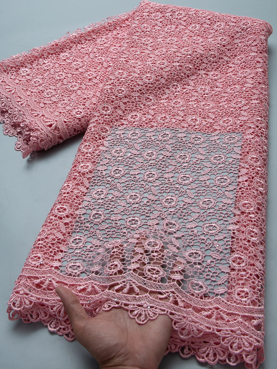 

Nigeria Cotton Guipure Cord Lace Fabric 2026 African Colorful Guipure Lace Latest Design for Women's Party Dresses Sewing,5yards