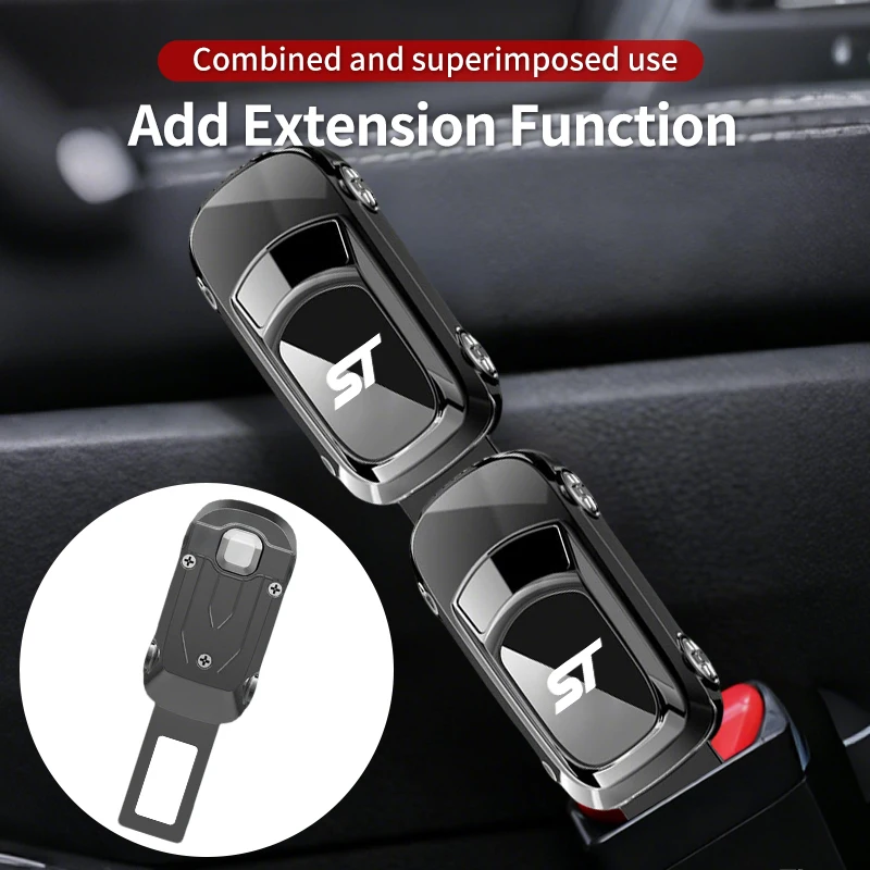 Metal Car Seatbelt Buckle Extender Safety Belt Lock Buckle Clip Interior For Ford ST Line Racing RS S Kuga Fiesta Fusion Mondeo