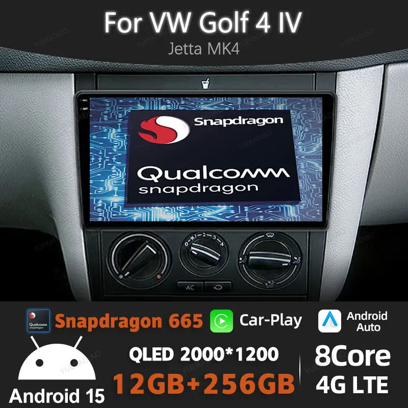 

Android 15 Car Radio For Volkswagen VW Golf 4 IV Jetta MK4 Classics Multimedia Video Player Carplay Android Auto GPS NAVI 4G DSP